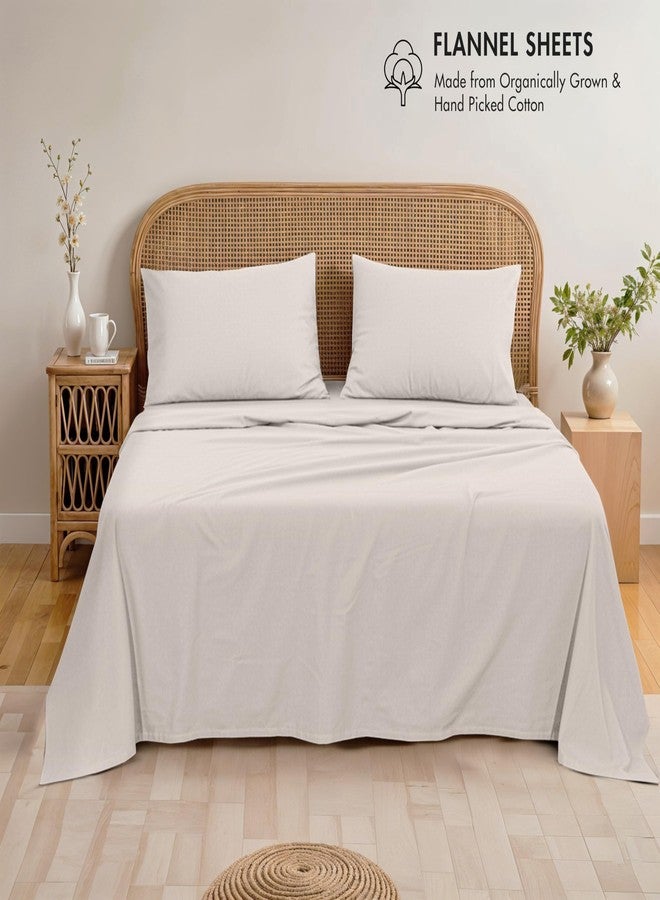 RUVANTI Flannel Sheets Queen Size - GOTS Certified 100% Organic Cotton, 4 Piece Warm, Soft & Breathable Set, Deep Pocket Snug Fit, Double Brushed Cozy All Season Bedding, Natural - Image 2