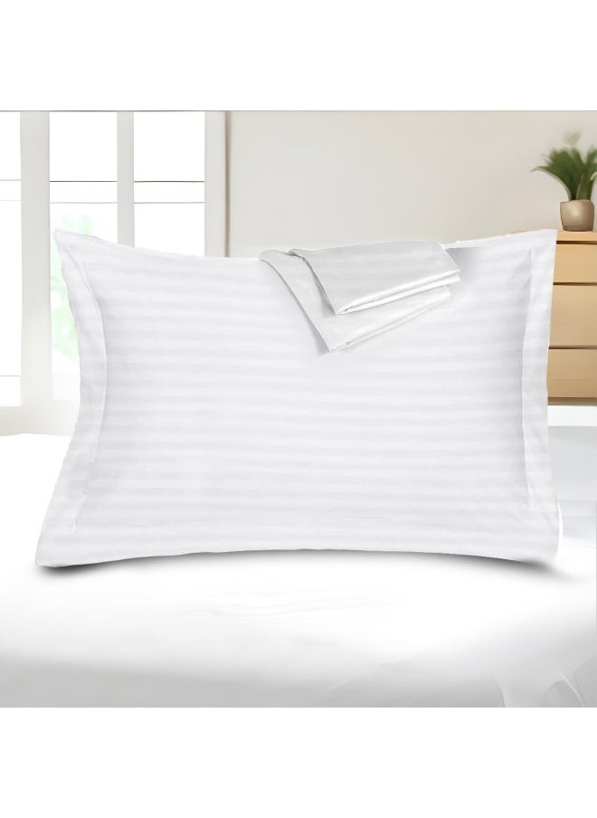 Rest Pure Combed Cotton Standard Oxford Pillow Case 2 Piece Set 50X75+5Cm Cm , 20X30+2 Inches White 350 Thread Count Soft Luxurious Long Staple Cotton Sateen Weave Pillow Cover With 5Cm  - Image 1