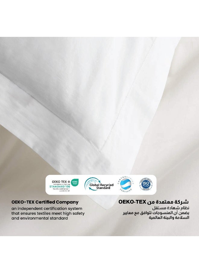 Rest Pure Combed Cotton Standard Oxford Pillow Case 2 Piece Set 50X75+5Cm Cm , 20X30+2 Inches White 350 Thread Count Soft Luxurious Long Staple Cotton Sateen Weave Pillow Cover With 5Cm  - Image 3