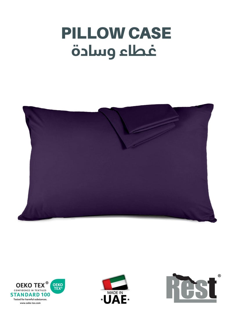 ريست طقم أغطية وسائد من الألياف الدقيقة مكون من قطعتين مقاس 50 × 75 سم، 20 × 30 بوصة غطاء وسادة بنفسجي ناعم ناعم للغاية من القماش فائق النعومة مقاس قياسي - Image 1