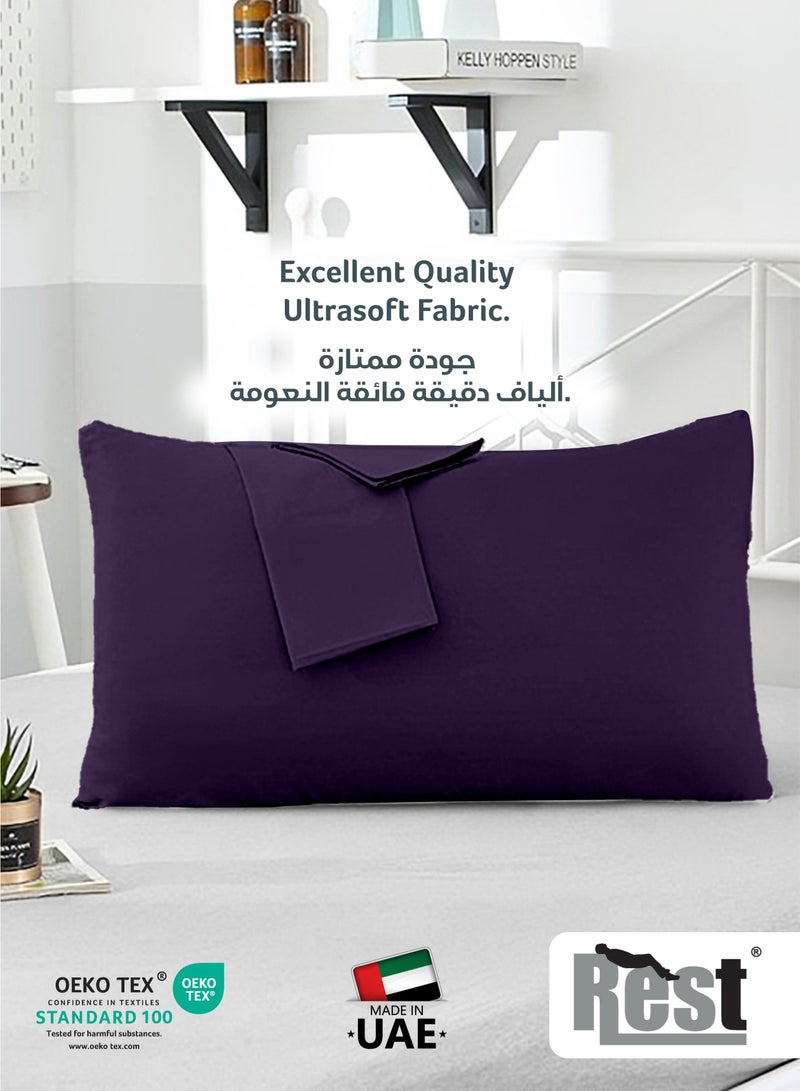 ريست طقم أغطية وسائد من الألياف الدقيقة مكون من قطعتين مقاس 50 × 75 سم، 20 × 30 بوصة غطاء وسادة بنفسجي ناعم ناعم للغاية من القماش فائق النعومة مقاس قياسي - Image 2