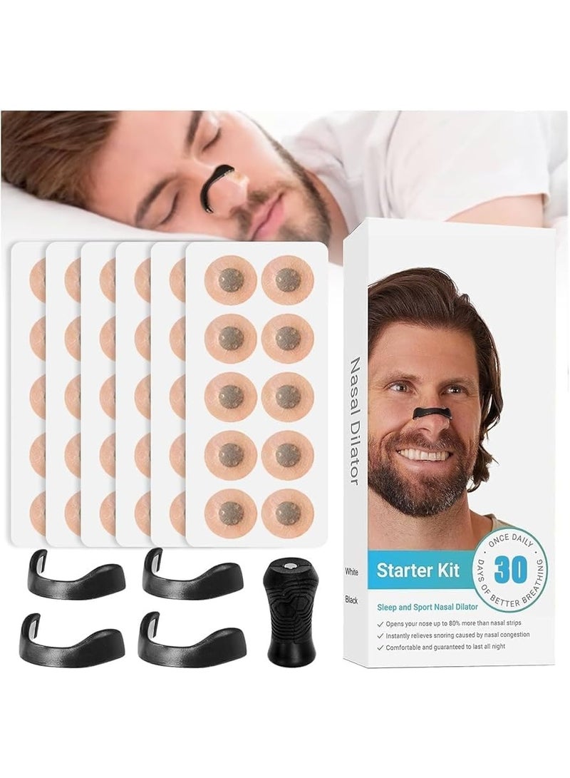Generic -Nasal Breathing Support Kit – 30 Double Piece Set (30-Day supply, Black) | Anti-Snoring Airflow Strips with 4 Sizes for Custom Fit | Comfortable, Skin-Friendly, Sweat-Resistant Design  - Image 1