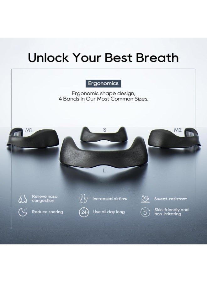 Generic -Nasal Breathing Support Kit – 30 Double Piece Set (30-Day supply, Black) | Anti-Snoring Airflow Strips with 4 Sizes for Custom Fit | Comfortable, Skin-Friendly, Sweat-Resistant Design  - Image 3