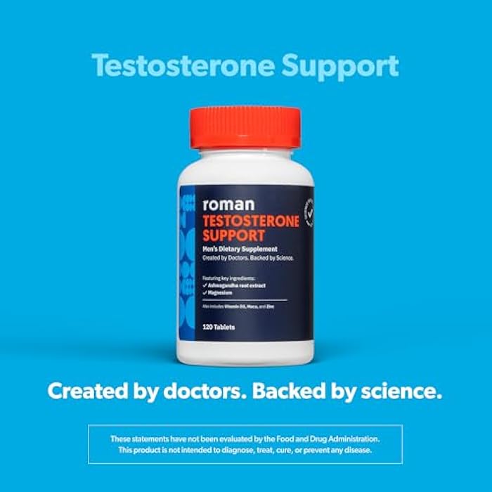Roman دعم التستوستيرون للرجال | مكمل غذائي يومي مع الأشواغاندا لدعم مستويات التستوستيرون الصحية والمغنيسيوم لتعزيز صحة العضلات | (120 قرص) - Image 4
