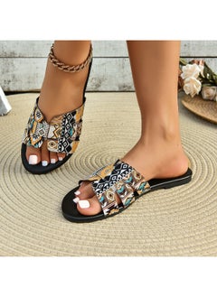 Rup Art Women’s Colorful Plaid Decor Sandal Vacation Summer Beach Slides Coloured Summer Sandals Slippers Women Large Flat Bottom Beach Sandals  - Image 3