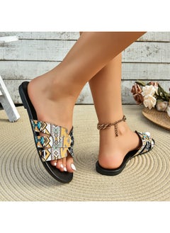Rup Art Women’s Colorful Plaid Decor Sandal Vacation Summer Beach Slides Coloured Summer Sandals Slippers Women Large Flat Bottom Beach Sandals  - Image 5