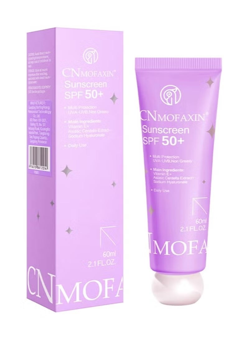 CNMOFAXIN Face & Body Sunscreen SPF 50 – 60ml Moisturizing Sunblock with Vitamin E & Centella Extract – Broad Spectrum UVA/UVB Protection – Non-Greasy, Lightweight & Fast Absorbing, Ideal for Sensitive Skin - Image 1