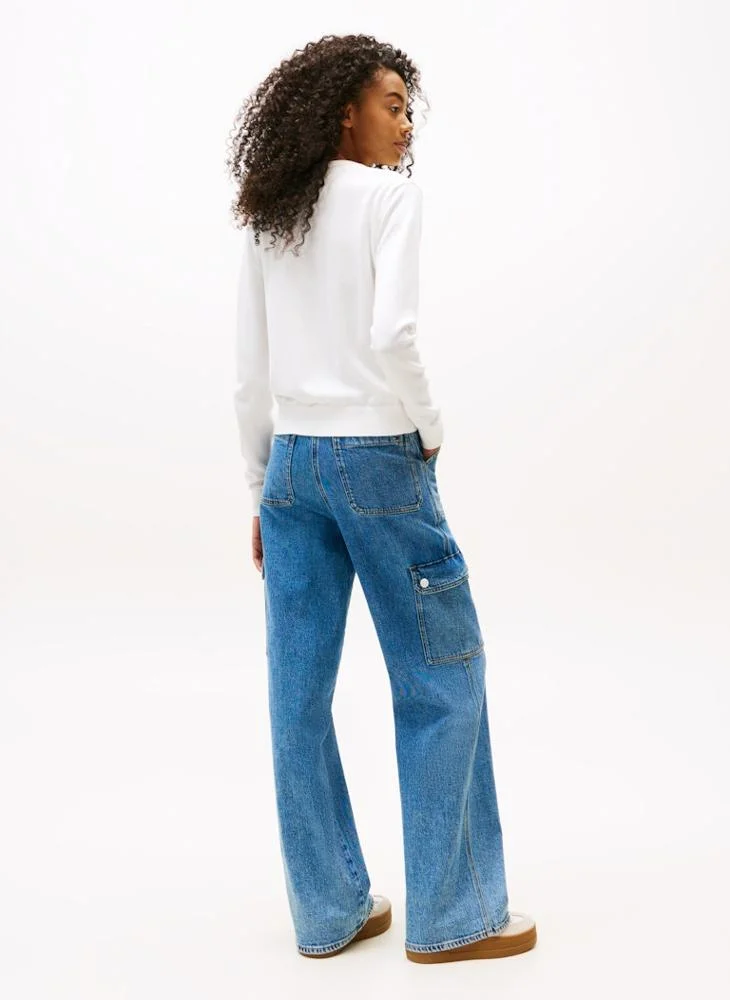 تومي جينز كنزة برقبة على شكل حرف  بشعار