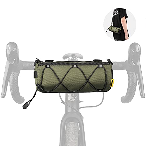 Rhinowalk Bike Handlebar Bag, Bicycle Front Bag Shoulder Bag Storage Bag with Shoulder Strap for Road Mountain Bike Cycling Travel (Green) - Image 1