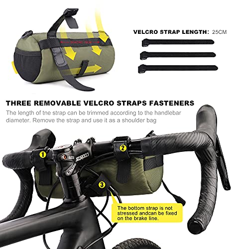 Rhinowalk Bike Handlebar Bag, Bicycle Front Bag Shoulder Bag Storage Bag with Shoulder Strap for Road Mountain Bike Cycling Travel (Green) - Image 5