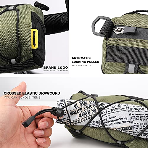 Rhinowalk Bike Handlebar Bag, Bicycle Front Bag Shoulder Bag Storage Bag with Shoulder Strap for Road Mountain Bike Cycling Travel (Green) - Image 4