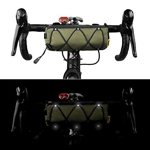 Rhinowalk Bike Handlebar Bag, Bicycle Front Bag Shoulder Bag Storage Bag with Shoulder Strap for Road Mountain Bike Cycling Travel (Green) - Image 2