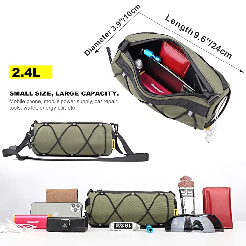 Rhinowalk Bike Handlebar Bag, Bicycle Front Bag Shoulder Bag Storage Bag with Shoulder Strap for Road Mountain Bike Cycling Travel (Green) - Image 3