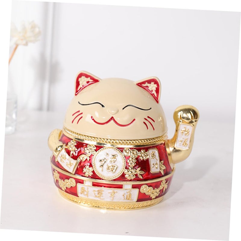 Lucky Cat Decorative Ashtray with Lid and Ash Feature for Home Office Tabletop - Image 5