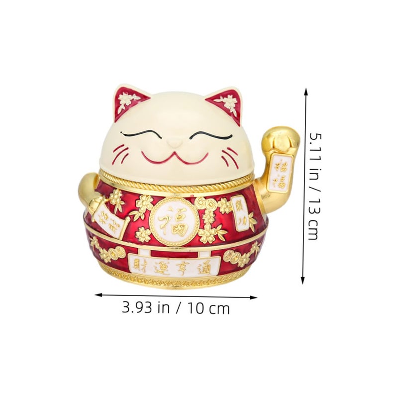 Lucky Cat Decorative Ashtray with Lid and Ash Feature for Home Office Tabletop - Image 3