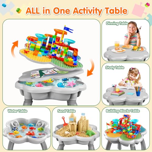 OCATO Kids Toddler Table and Chair Set Sensory Activity Tables with Rabbit Chairs and Large Marble Run Building Blocks Storage All in One Play Sand Water Table 3 4 5 6 Year Old Boy Girl Toys Gifts - Image 5