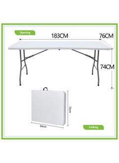 Generic Foldable Table Outdoor Folding Table Portable Camping Table for Outdoor BBQ Picnic Beach Camping Backyard 180 x70 x74 Centimeter  - Image 2