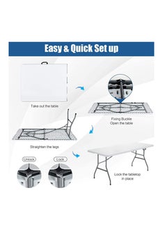 Generic Foldable Table Outdoor Folding Table Portable Camping Table for Outdoor BBQ Picnic Beach Camping Backyard 180 x70 x74 Centimeter  - Image 3