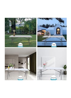 Generic Foldable Table Outdoor Folding Table Portable Camping Table for Outdoor BBQ Picnic Beach Camping Backyard 180 x70 x74 Centimeter  - Image 5