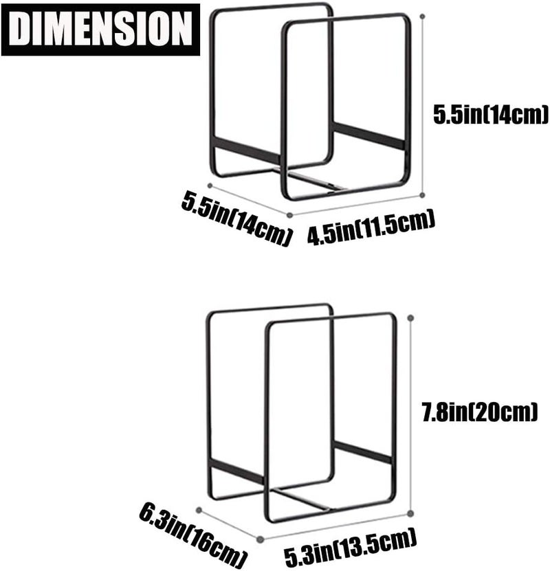 MINGFANITY 4PCS Plate Holders Organizer Metal Dish Storage Dying Display Rack for Cabinet Counter and Cupboard  Black 2 Small and 2 Large - Image 2