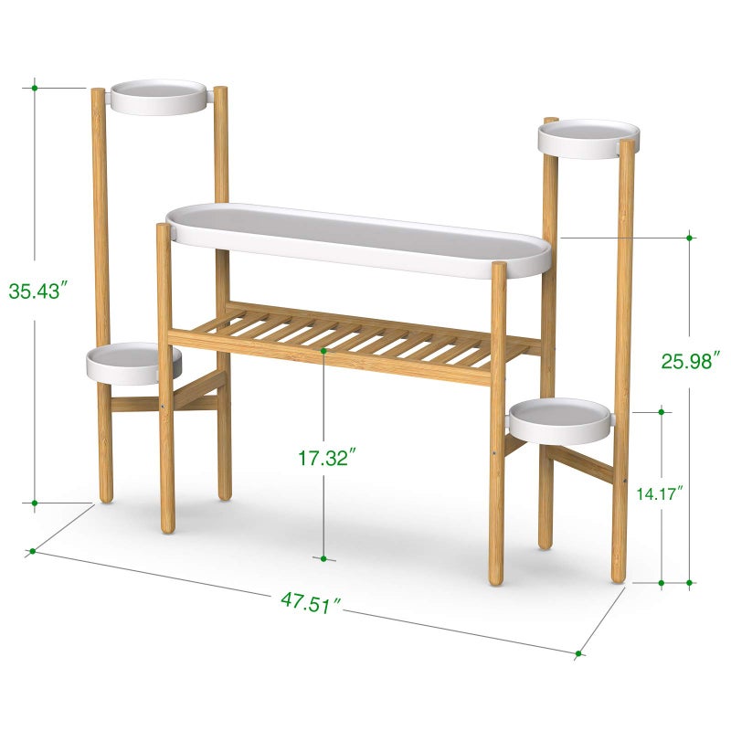 Wisuce Bamboo Plant Stands Indoor, 3 Tier Tall Corner Plant Stand Holder & Plant Display Rack for Garden Outdoor (3-2 Tier) - Image 4