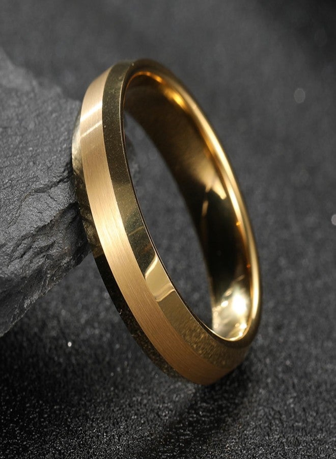 NUNCAD Enhanced Beveled Edges Men's Tungsten Ring Gold 6mm Engagement Band Brushed Finish Center Polished Beveled Edge Comfort Fit Size 7-12 - Image 3