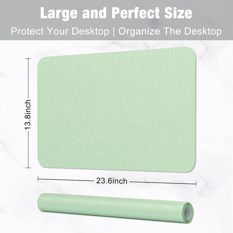 Hsurbtra Desk Pad, 23.6" x 13.8" PU Leather Desk Mat, M Extended Mouse Pad, Waterproof Desktop Blotter Protector, Non-Slip Ultra Thin Small Laptop Keyboard Writing Mat for Office Home, Lake Green - Image 3