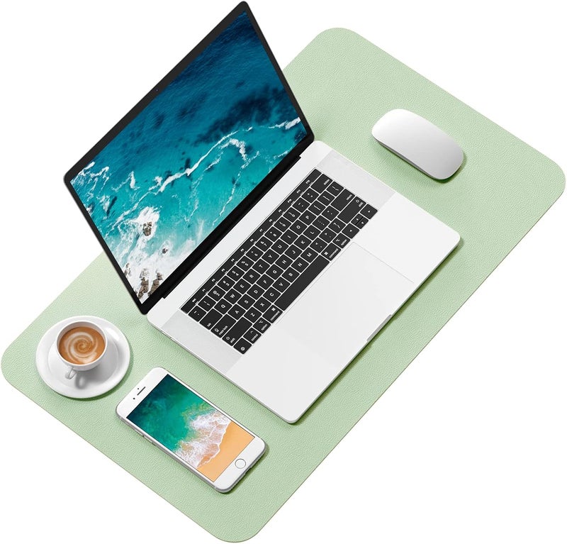 Hsurbtra Desk Pad, 23.6" x 13.8" PU Leather Desk Mat, M Extended Mouse Pad, Waterproof Desktop Blotter Protector, Non-Slip Ultra Thin Small Laptop Keyboard Writing Mat for Office Home, Lake Green - Image 2