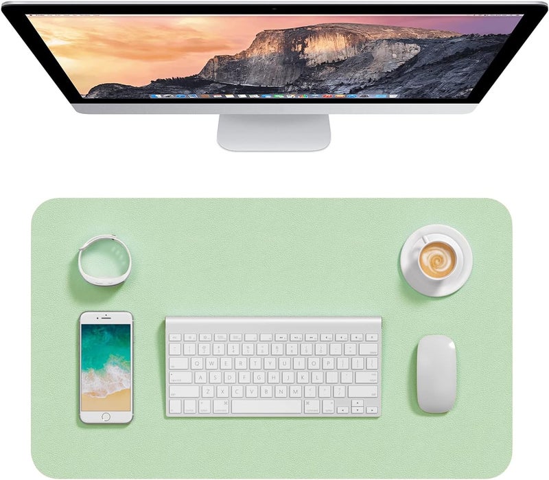 Hsurbtra Desk Pad, 23.6" x 13.8" PU Leather Desk Mat, M Extended Mouse Pad, Waterproof Desktop Blotter Protector, Non-Slip Ultra Thin Small Laptop Keyboard Writing Mat for Office Home, Lake Green - Image 1