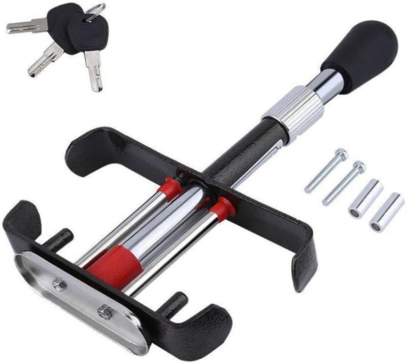 woobles Car Lock,  Anti-Theft Retractable Car Clutch Pedal Lock Universal Metal Brake Pedal Lock Steel Brake Pedal Lock with 3 Keys Suitable for Most Cars, Trucks and Vans - Image 1