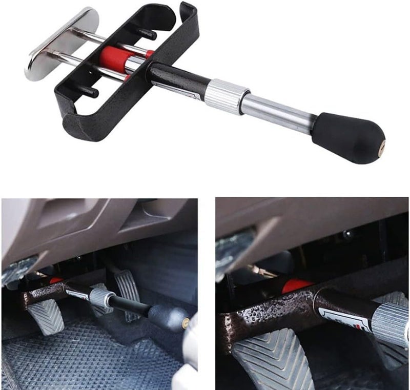 woobles Car Lock,  Anti-Theft Retractable Car Clutch Pedal Lock Universal Metal Brake Pedal Lock Steel Brake Pedal Lock with 3 Keys Suitable for Most Cars, Trucks and Vans - Image 4