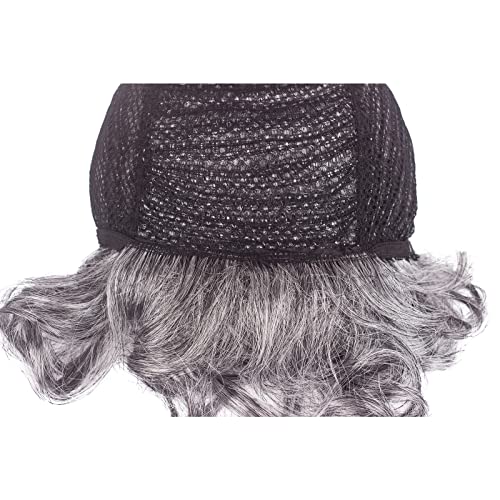 WeKen Old Lady Wig Set, Old Lady Costume for Women Girls, Grandma Costume Silver Grey Wig+Granny Glasses+Eyeglass Retainer Chain+Pearl Necklace+Wig Cap (5 Piece) for Halloween Cosplay Dress Up Party - Image 5