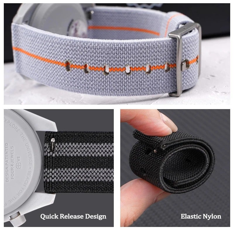 Bluejw 18mm 20mm 22mm 24mm Elastic Nylon Canvas Woven Smart Watch Straps Replacement Band for Seiko Casio Huawei Samsung – Comfortable Breathable Durable Watchband - Image 5