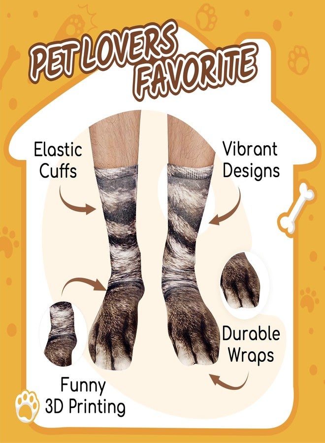Happy Pop HAPPYPOP Cat Gifts for Teens - Novelty 3D Animal Paw Socks Cat Print Socks for Adult Women Men, Christmas Stocking Stuffer - Image 2