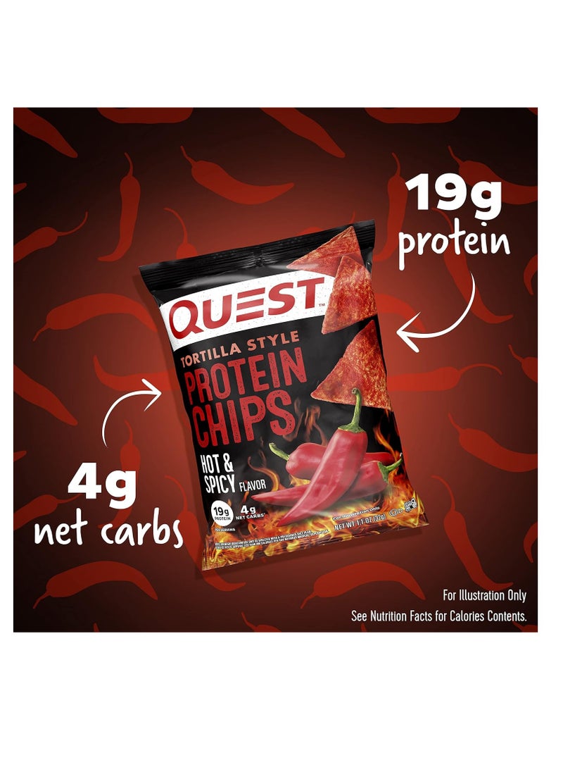 QUEST NUTRITION - Quest Tortilla Chips Hot And Spicy, 32G, Pack Of 8 - Image 1