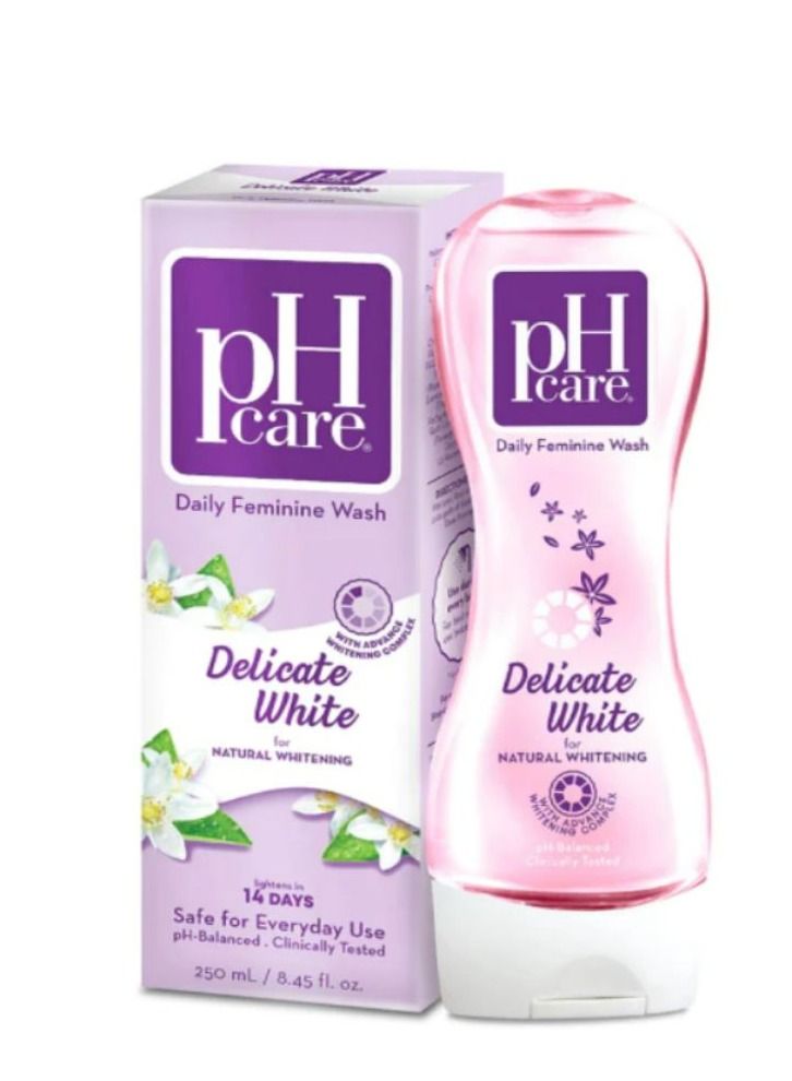 PH CARE FEMININE WASH DELICATE WHITE 250ML - Image 1