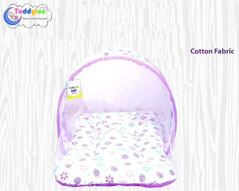Toddylon Flat Bed Baby Bedding Set New Born Baby Bed|Mattress|Mosquito Net|Carry Bag|Essentials|Carry Bag|Cotton Combo|Infant Beds|Products (0-6 Months) (2Pcs Set),Purple - Image 5