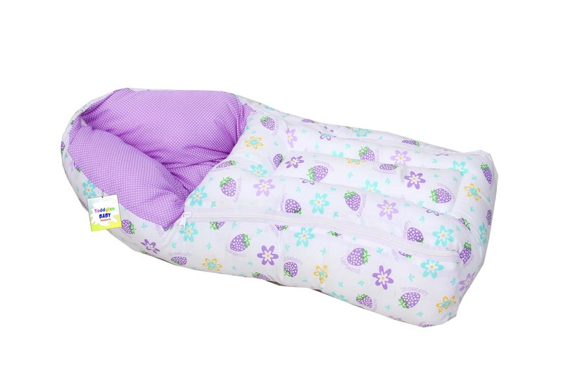 Toddylon Flat Bed Baby Bedding Set New Born Baby Bed|Mattress|Mosquito Net|Carry Bag|Essentials|Carry Bag|Cotton Combo|Infant Beds|Products (0-6 Months) (2Pcs Set),Purple - Image 4