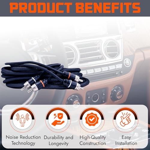 Elite Audio Premium Series 15ft. 2-Channel Car Audio RCA Cable – Double Shielded, Oxygen Free Copper, Noise Reducing Audio Cable for Amplifiers, Subwoofers, Speakers, and Processors – PRM15 - Image 5