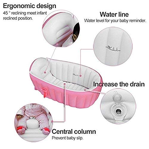 BAGILO Inflatable Baby Bath Tub with Air Pump for 6 to 36 Months Portable Air-Filled Bathtub Mini Swimming Pool for Kids Foldable Swimming Tub for Indoor & Outdoor Uses - Image 3