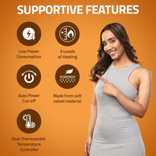MEDTECH HP11 Orthopaedic Electric Heating Pad For Back Pain + Period Cramps Relief|Large Size|With Temperature Controller For Lower Back,Knee,Shoulder,Cramps,And Neck Pain Relief|Velvet Black - Image 4