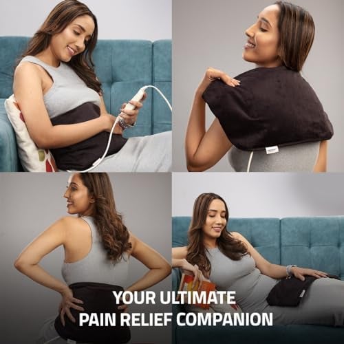 MEDTECH HP11 Orthopaedic Electric Heating Pad For Back Pain + Period Cramps Relief|Large Size|With Temperature Controller For Lower Back,Knee,Shoulder,Cramps,And Neck Pain Relief|Velvet Black - Image 2
