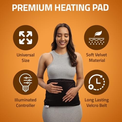 MEDTECH HP11 Orthopaedic Electric Heating Pad For Back Pain + Period Cramps Relief|Large Size|With Temperature Controller For Lower Back,Knee,Shoulder,Cramps,And Neck Pain Relief|Velvet Black - Image 5