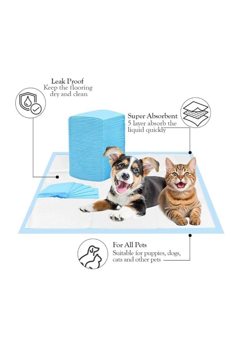 أن ان سي بيتس وسادات بول للكلاب للاستخدام مرة واحدة، 5 طبقات سميكة عالية الامتصاص للتدريب على استخدام المرحاض للكلاب بتصميم مانع للتسرب، وسادات تدريب للحيوانات الأليفة للكلاب والقطط والحيوانات الأليفة الصغيرة الأخرى (100 قطعة) أزرق - Image 3