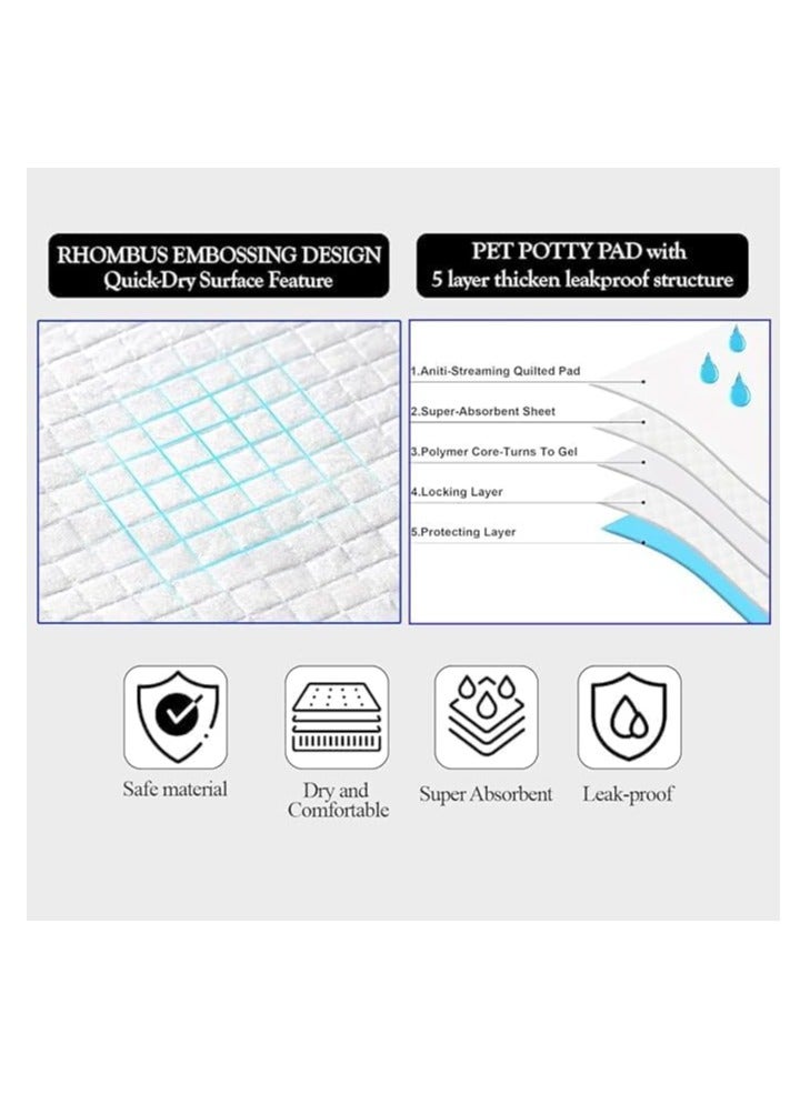 أن ان سي بيتس وسادات بول للكلاب للاستخدام مرة واحدة، 5 طبقات سميكة عالية الامتصاص للتدريب على استخدام المرحاض للكلاب بتصميم مانع للتسرب، وسادات تدريب للحيوانات الأليفة للكلاب والقطط والحيوانات الأليفة الصغيرة الأخرى (100 قطعة) أزرق - Image 4