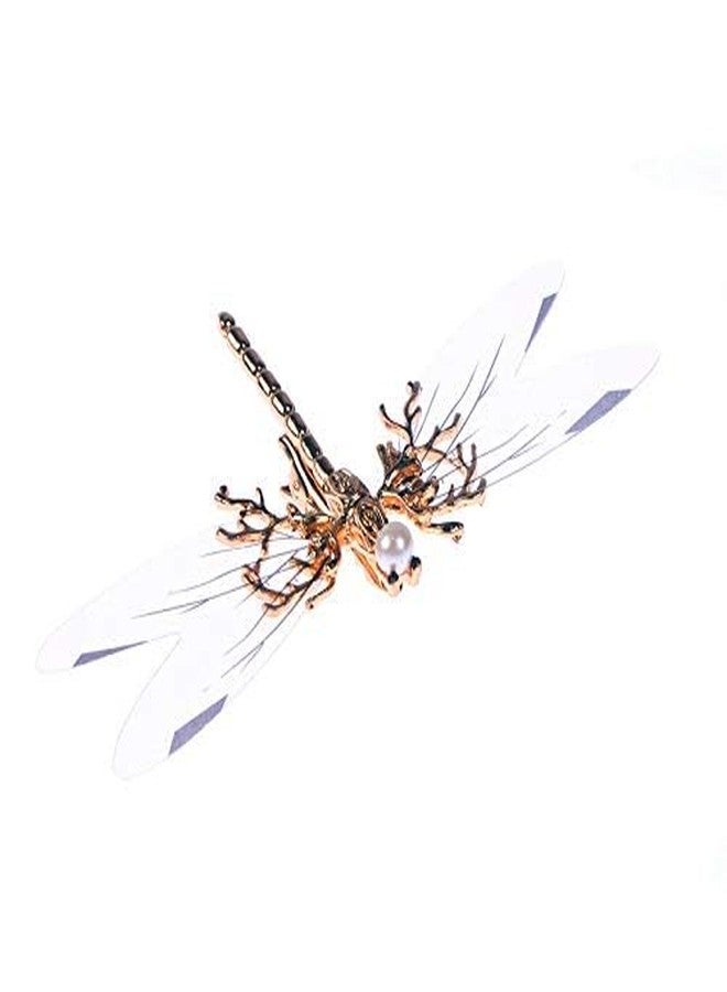 canjoyn 3 Pcs Baroque Fancy Gold Tone Alligator Hair Clips Dragonfly Starfish Hair Clips Bridal Pearl Prom Hair Pins Wedding Hair Barrette Accessories Jewel Hair Pin for Women Girls (Dragonfly-A) - Image 5