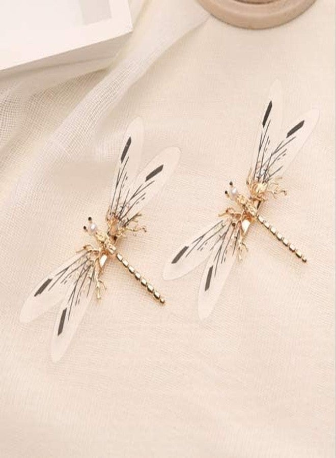 canjoyn 3 Pcs Baroque Fancy Gold Tone Alligator Hair Clips Dragonfly Starfish Hair Clips Bridal Pearl Prom Hair Pins Wedding Hair Barrette Accessories Jewel Hair Pin for Women Girls (Dragonfly-A) - Image 3