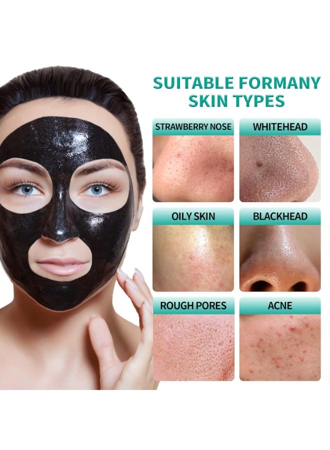 YAFUSIPE Mascarilla Facial Desprendible Eliminadora de Puntos Negros y Espinillas, Mascarillas de Carbón Activado Negro Purificante Exfoliante para Eliminación de Poros de la Nariz, Limpieza del Acné - Image 3