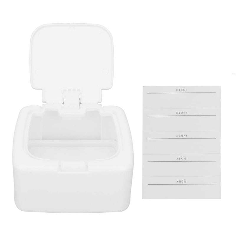 White Square Cotton Swab Sponge Storage Organizer Box With Dispenser For Bathroom Table - Image 2