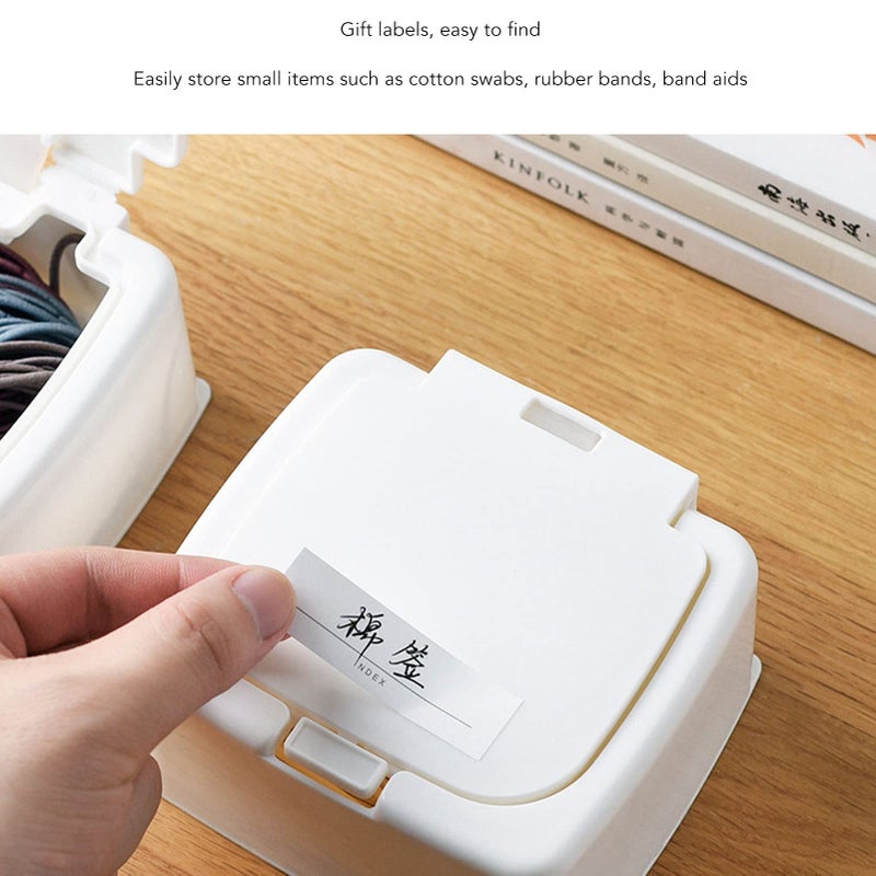 White Square Cotton Swab Sponge Storage Organizer Box With Dispenser For Bathroom Table - Image 4